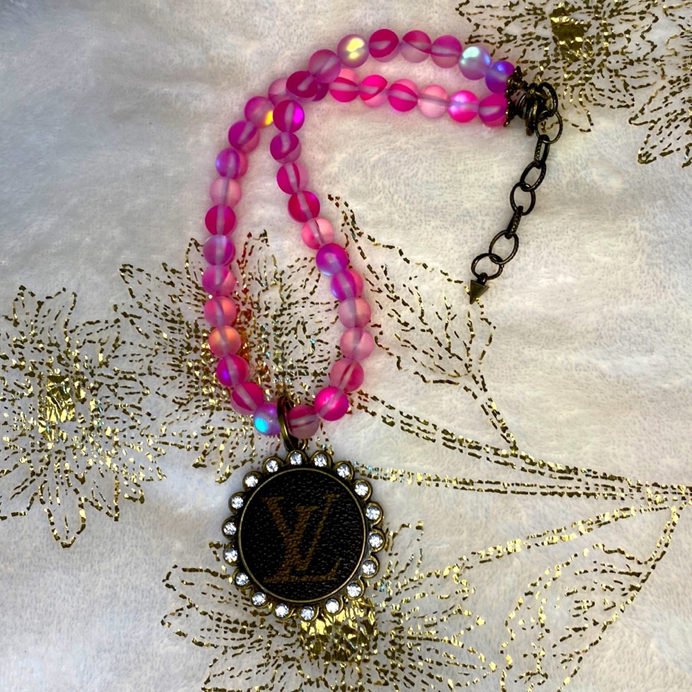 Handmade lv recycled necklace